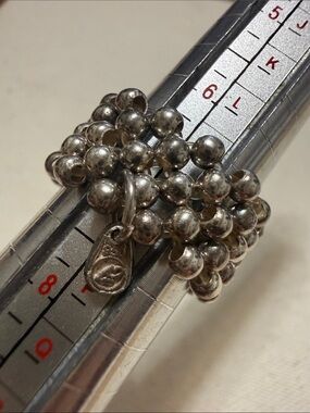Vintage handcrafted Sterling Silver 950 Beaded Stretch Ring size 7